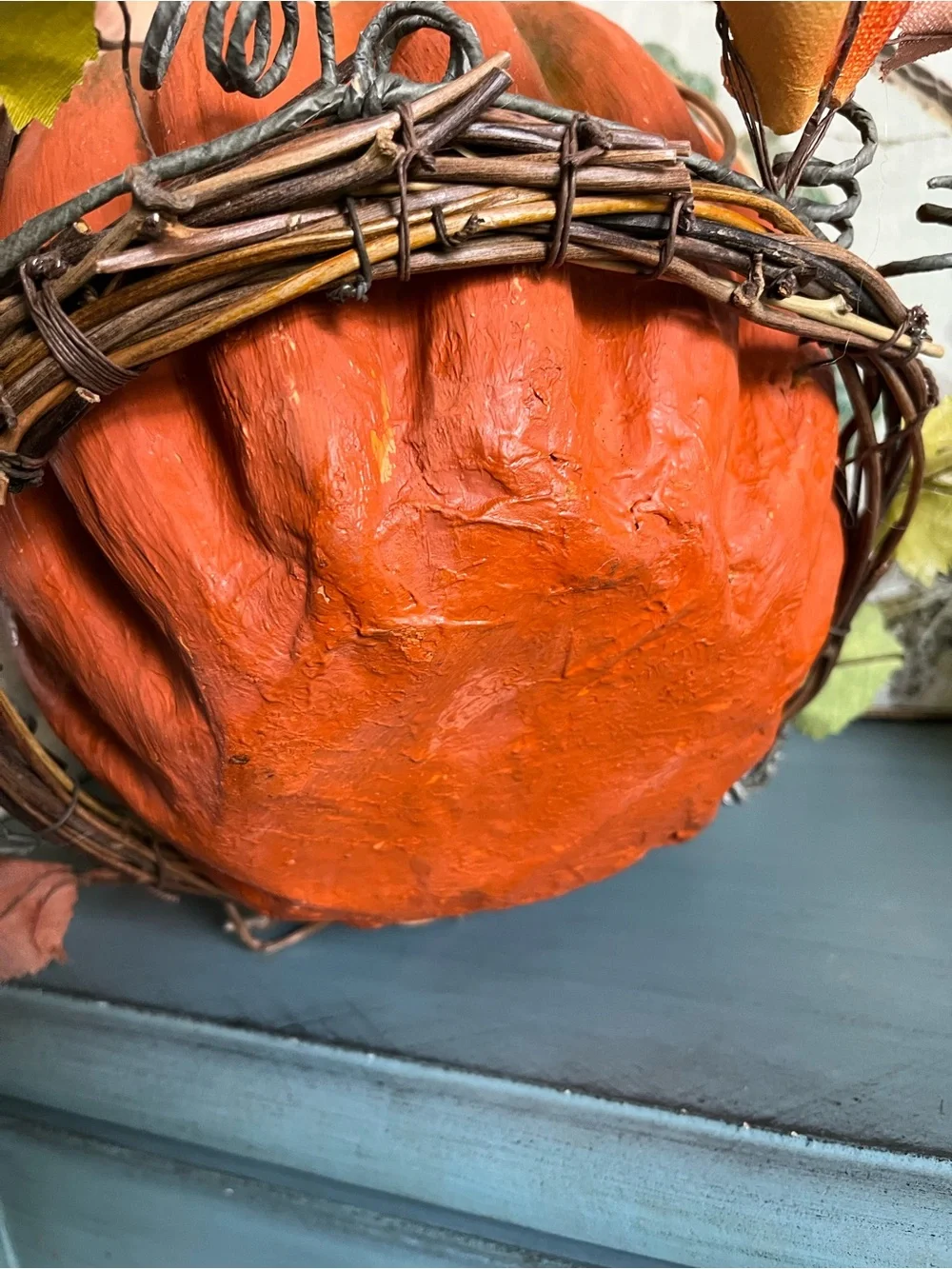 NWT PIER 1  Autumn Orange Decorative Pumpkin - Rustic Fall Home Holiday Accent